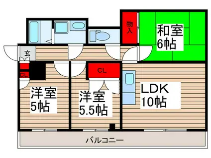 ツインヴィラ八柱II(3LDK/2階)の間取り写真