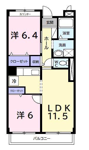 ガーデンプレイスII(2LDK/3階)の間取り写真