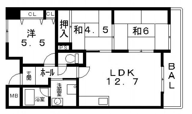 シャト-アルベ-ル(3LDK/2階)の間取り写真