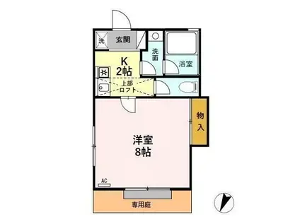 ハートワン御園(1K/1階)の間取り写真