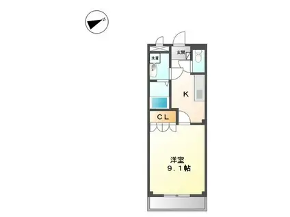 MOE III(1K/2階)の間取り写真
