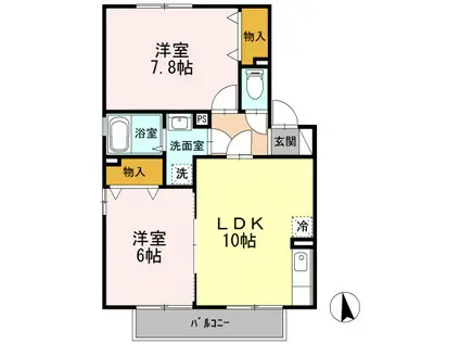 ジュネスIV(2LDK/2階)の間取り写真