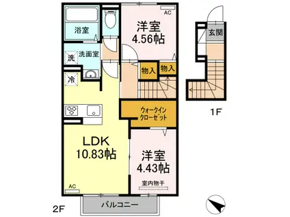 プランドール.IV(2LDK/2階)の間取り写真