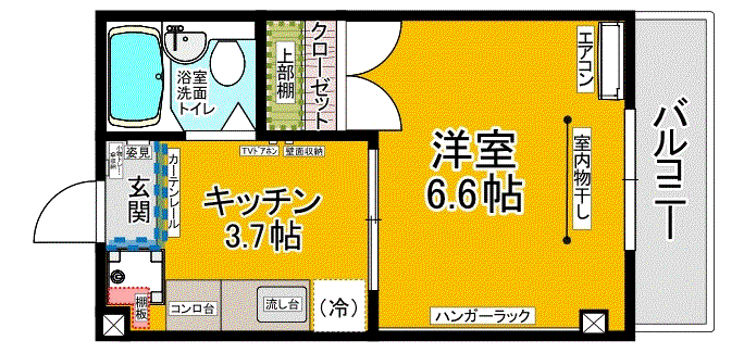 グリンヒルカワシマ(1K/2階)の間取り写真
