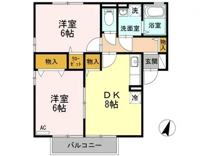 エトワールA棟(2DK/2階)の間取り写真