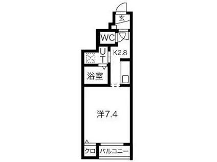 ウィスペリア(1K/1階)の間取り写真