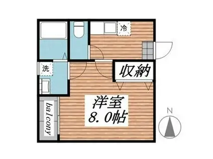 クレフラスト東仙台B棟(1K/1階)の間取り写真