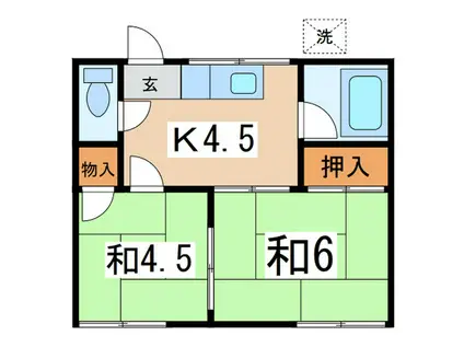 コーポ森(2K/2階)の間取り写真