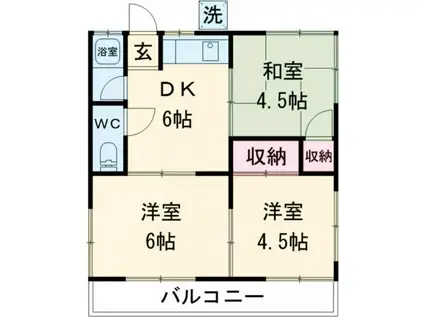 コーポむらたB(2DK/2階)の間取り写真