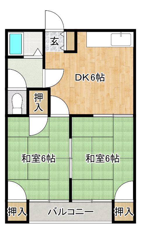 豊コーポ(2DK/1階)の間取り写真