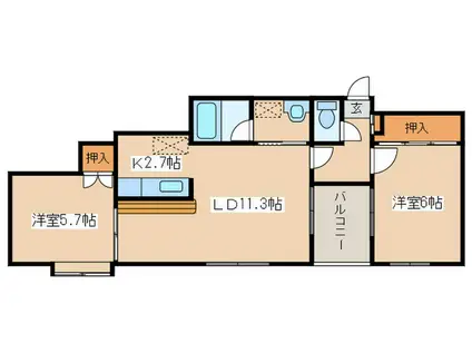 シャルム菊水(2LDK/4階)の間取り写真
