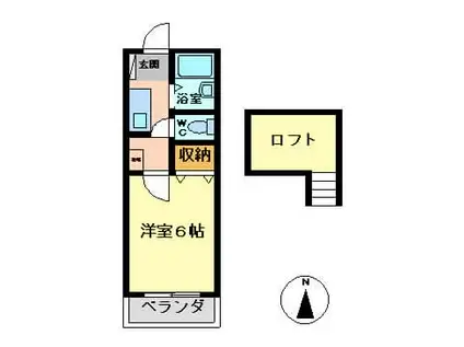 シューフルールII(1K/1階)の間取り写真
