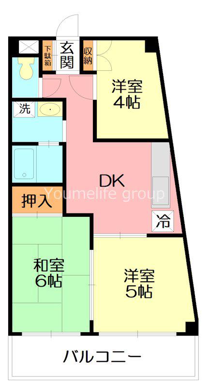 ハイツ堂山(3DK/3階)の間取り写真
