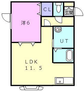 ヴィーナスヴィレッジ弥生(1LDK/1階)の間取り写真