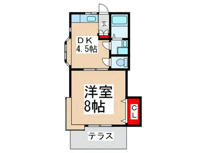 ライトハウス萩山(1DK/1階)の間取り写真