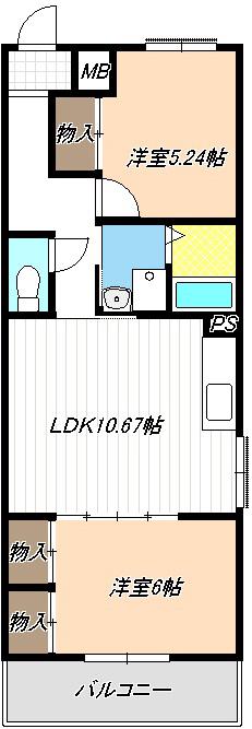 立華マンション(2LDK/1階)の間取り写真