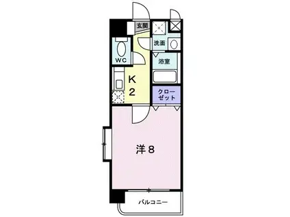 グランビュー高麗(1K/2階)の間取り写真