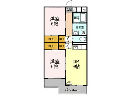 グランドゥール21(2DK/3階)の間取り写真