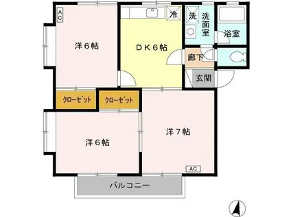 スカイメゾン(3DK/1階)の間取り写真