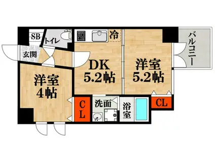 アリスマナーガーデン四天王寺(2DK/4階)の間取り写真