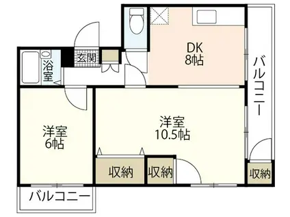 アズサコーポ(2DK/3階)の間取り写真