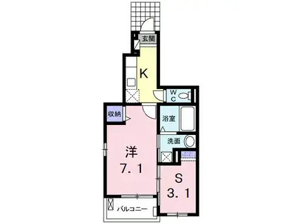 フレグランス ベル(1SK/1階)の間取り写真