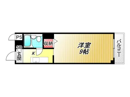 メゾンドーム千成(1K/2階)の間取り写真