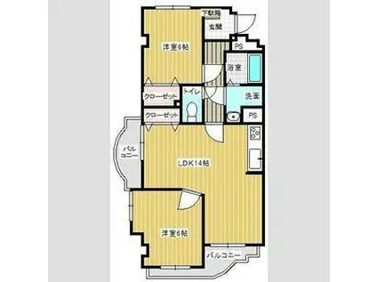 ウィングロワレ(2LDK/4階)の間取り写真