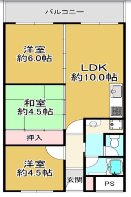 御影プライムハイツ(3LDK/5階)の間取り写真