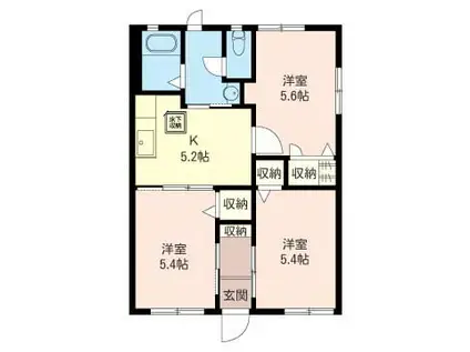 レスポワールF(3K/1階)の間取り写真