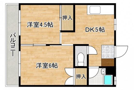 タカハシビル(2DK/2階)の間取り写真