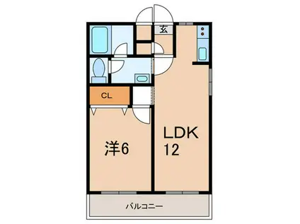 YKハイツ高丸(1LDK/1階)の間取り写真