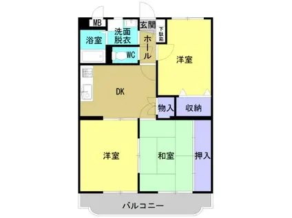 モンルポ(3DK/2階)の間取り写真