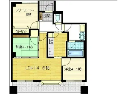 グラジオ北条口(2SLDK/8階)の間取り写真