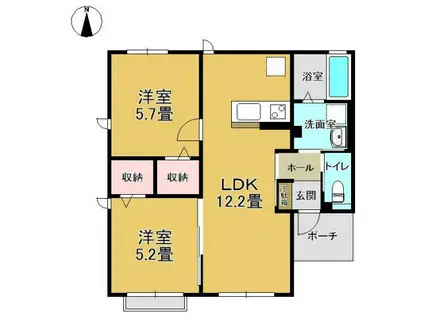 アリエッタ(2LDK/1階)の間取り写真