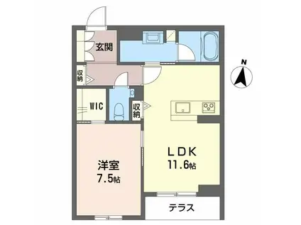 マグノリア上杉(1LDK/1階)の間取り写真