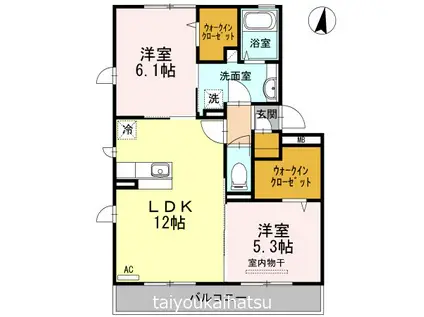 ウェルネスS・A(2LDK/2階)の間取り写真