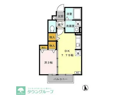 プログレッソAB(1LDK/1階)の間取り写真