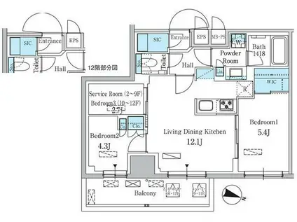 パークアクシス板橋本町ステーションゲート(2LDK/3階)の間取り写真