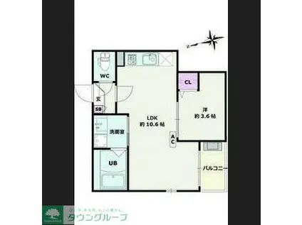 JACK SHIBA I(1LDK/1階)の間取り写真