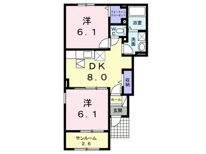 サンシャイン Ⅱ(2DK/1階)の間取り写真