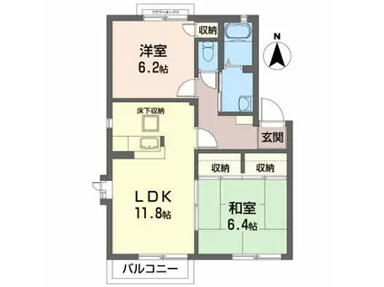 グリーンハウスV(2LDK/1階)の間取り写真