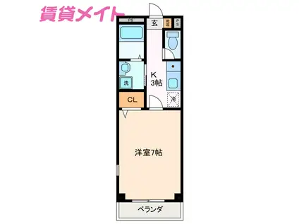 あかつき苑ハイツII(1K/1階)の間取り写真