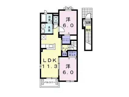 コリーナ木田余II(2LDK/2階)の間取り写真