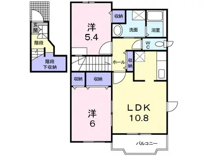 グランヴェール21 D(2LDK/2階)の間取り写真
