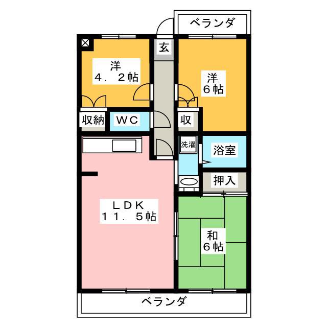 サンパークヒルズ高砂(3LDK/2階)の間取り写真
