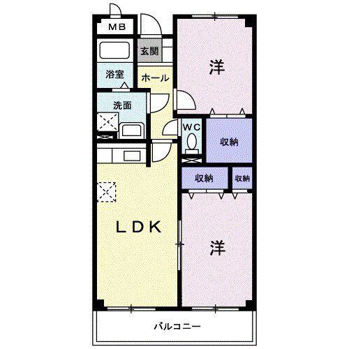 ファシナシオン毛見II(2LDK/4階)の間取り写真