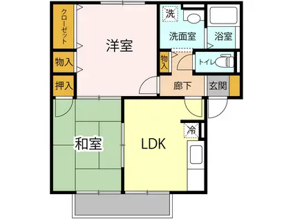 あかしや A(2DK/1階)の間取り写真
