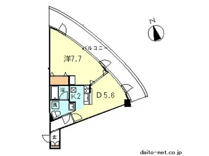 ハーベストヒルズ溝の口2(1DK/4階)の間取り写真