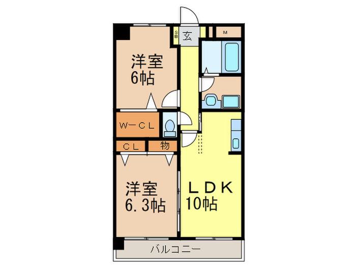 アポロ空港HILL(2LDK/7階)の間取り写真
